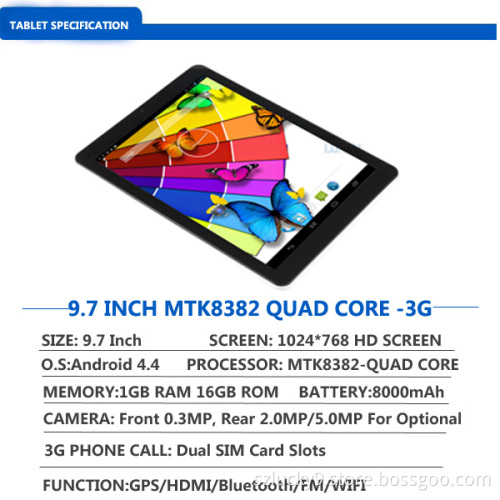 9.7 inch quad core tablet pc with 3G